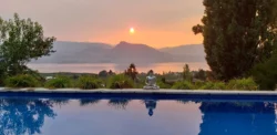 Sunset over Okanagan Lake from the saltwater pool